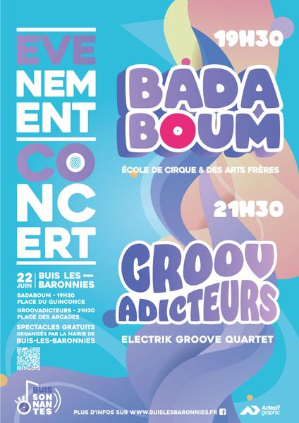 Spectacle de cirque Badaboum et concert Groovadicteurs – Les Buissonnantes